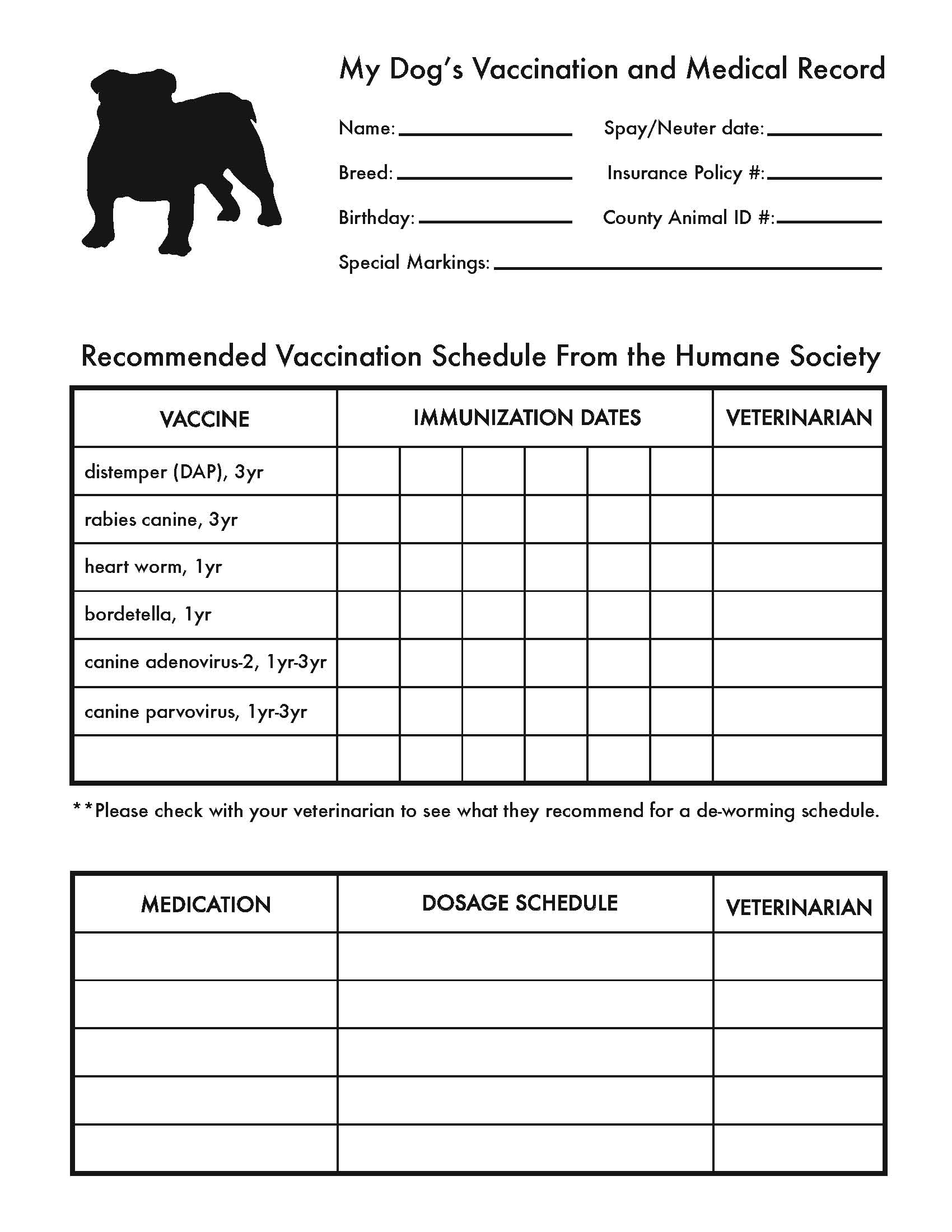 Pics Photos  Pet Health Record Template Printable Picture